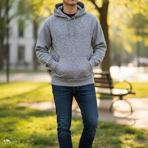 VANS Off the Wall Hoodie Mens Small Pullover Cable Knit Sweater Long Sleeve Gray